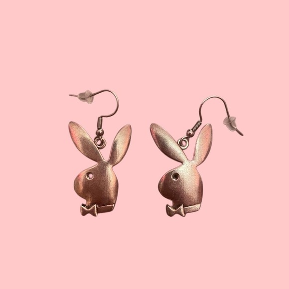 Sterling Silver Playboy Bunny Earrings - Picture 1 of 3